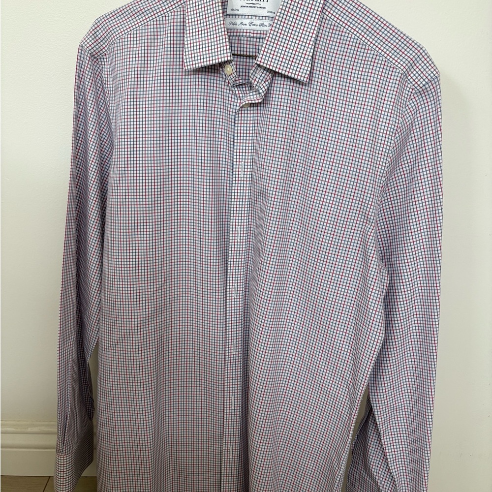 Charles Tyrwhitt Red and White Checkered Dress Shirt